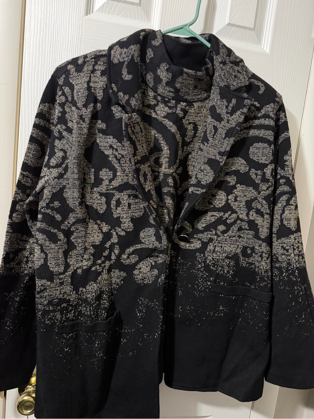 NWT Chicos 2 Piece Set Sweater Top And Jacket Black Metallic Threads XL Jacket - Picture 3 of 6